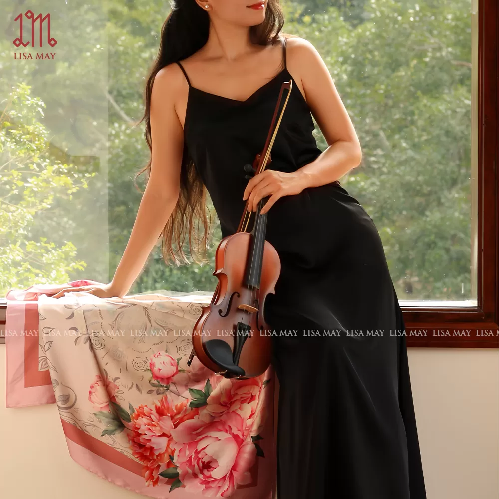 Khăn lụa tơ tằm hai mặt Hoa Mẫu Đơn (DKV-MD2S90)