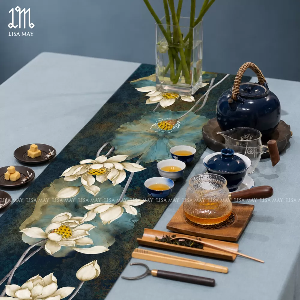 Runner thiết kế họa tiết hoa sen (DR-ST03)