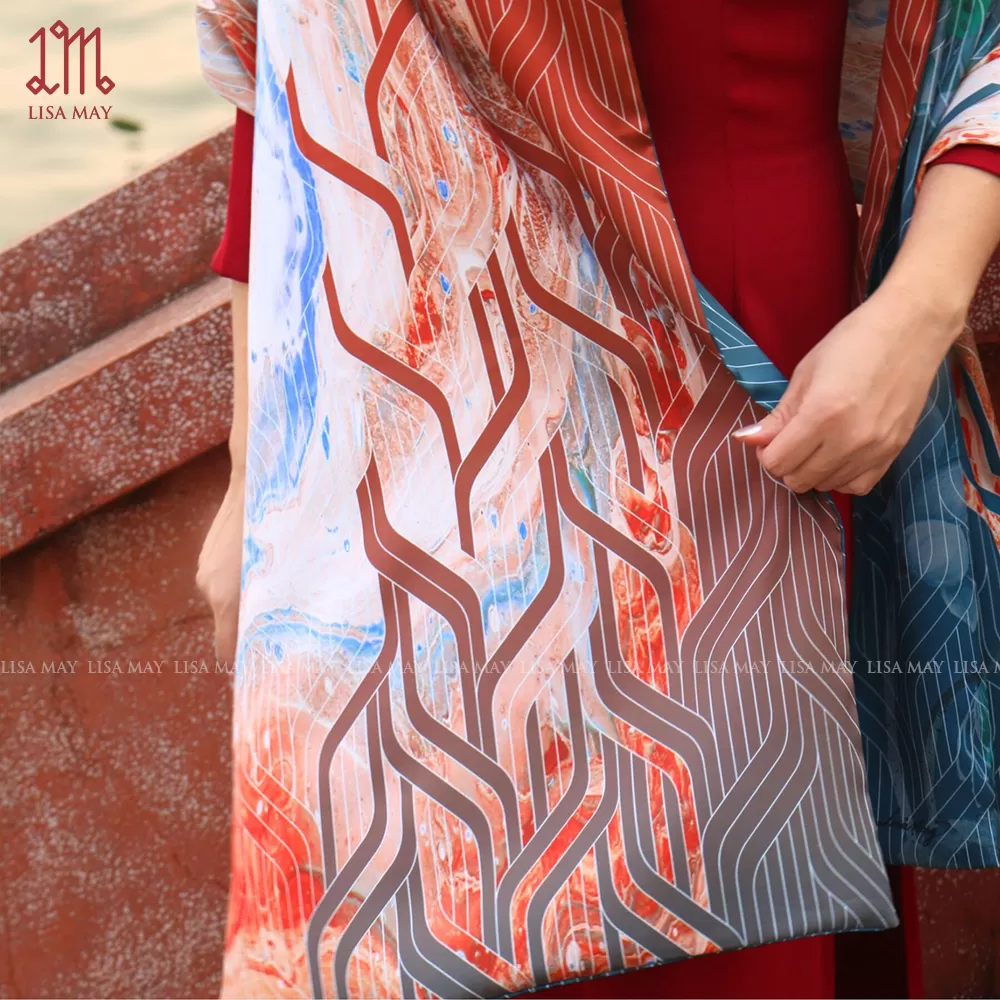 Khăn choàng dài thiết kế họa tiết hoa sen (DKD-KN01b)