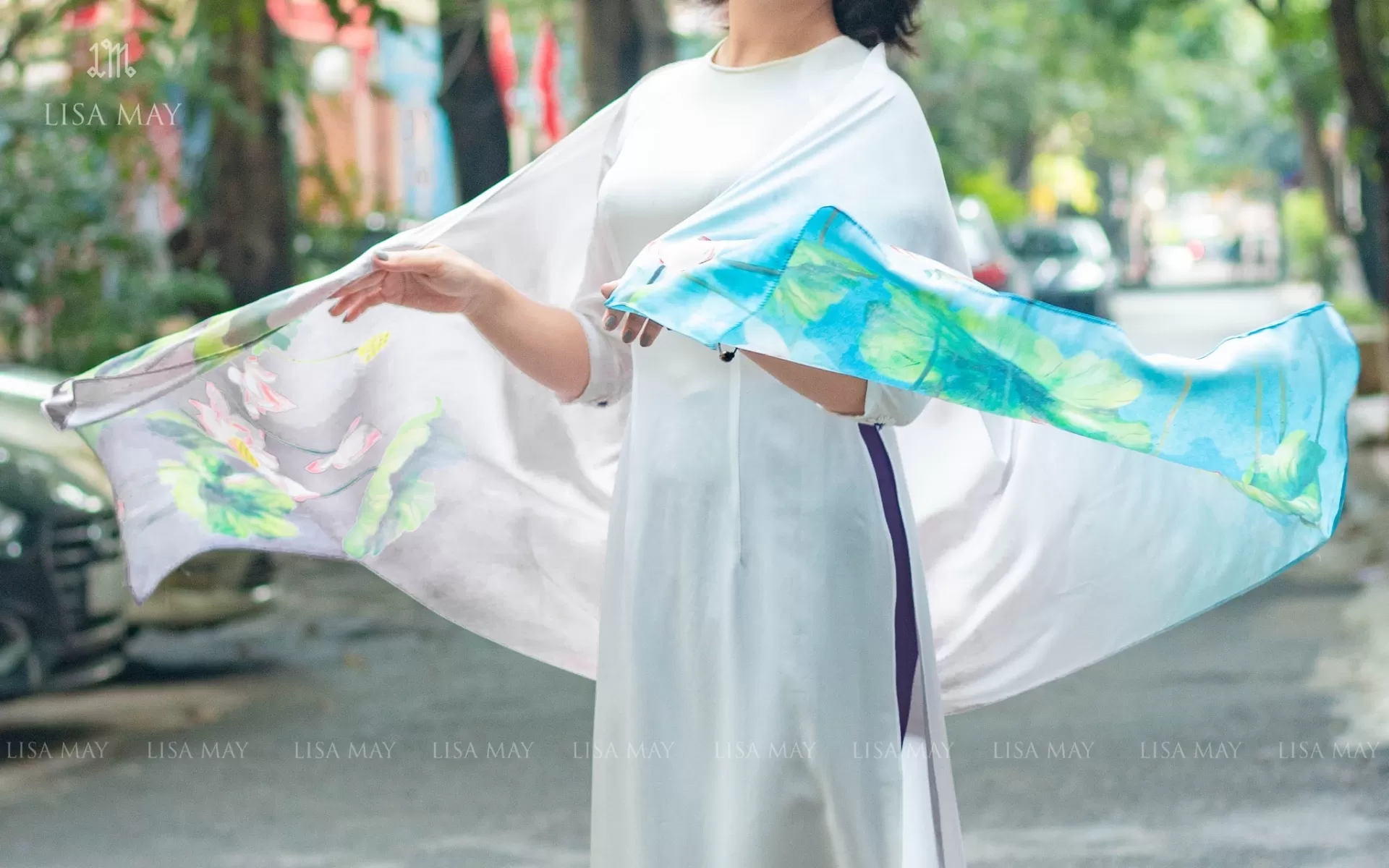 Pure Lotus, khăn, hoa sen, khăn lụa, khăn lụa hoa sen