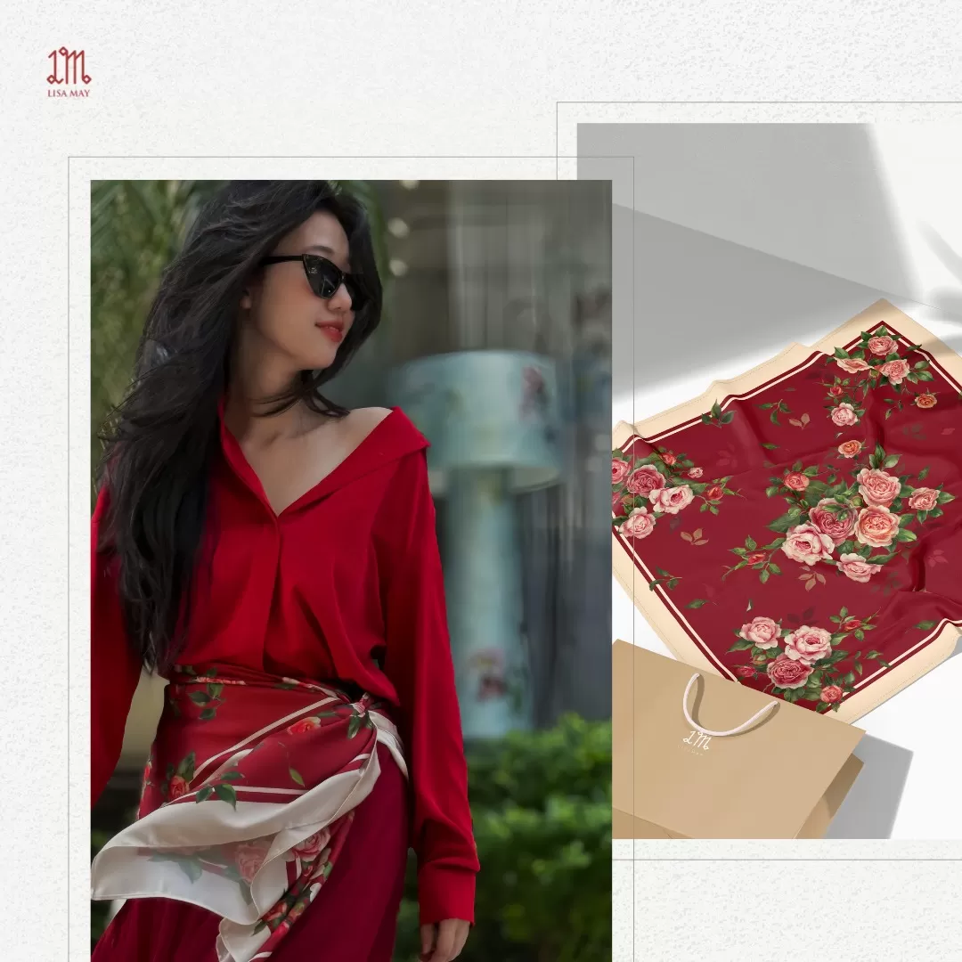 Roses Dreams, khăn, hoa hồng, khăn lụa, khăn lụa hoa hồng