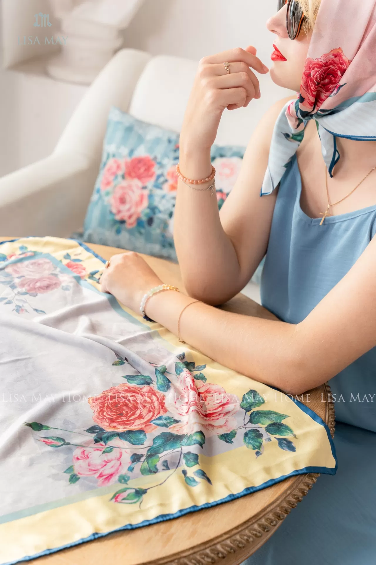 Roses Dreams, khăn, hoa hồng, khăn lụa, khăn lụa hoa hồng