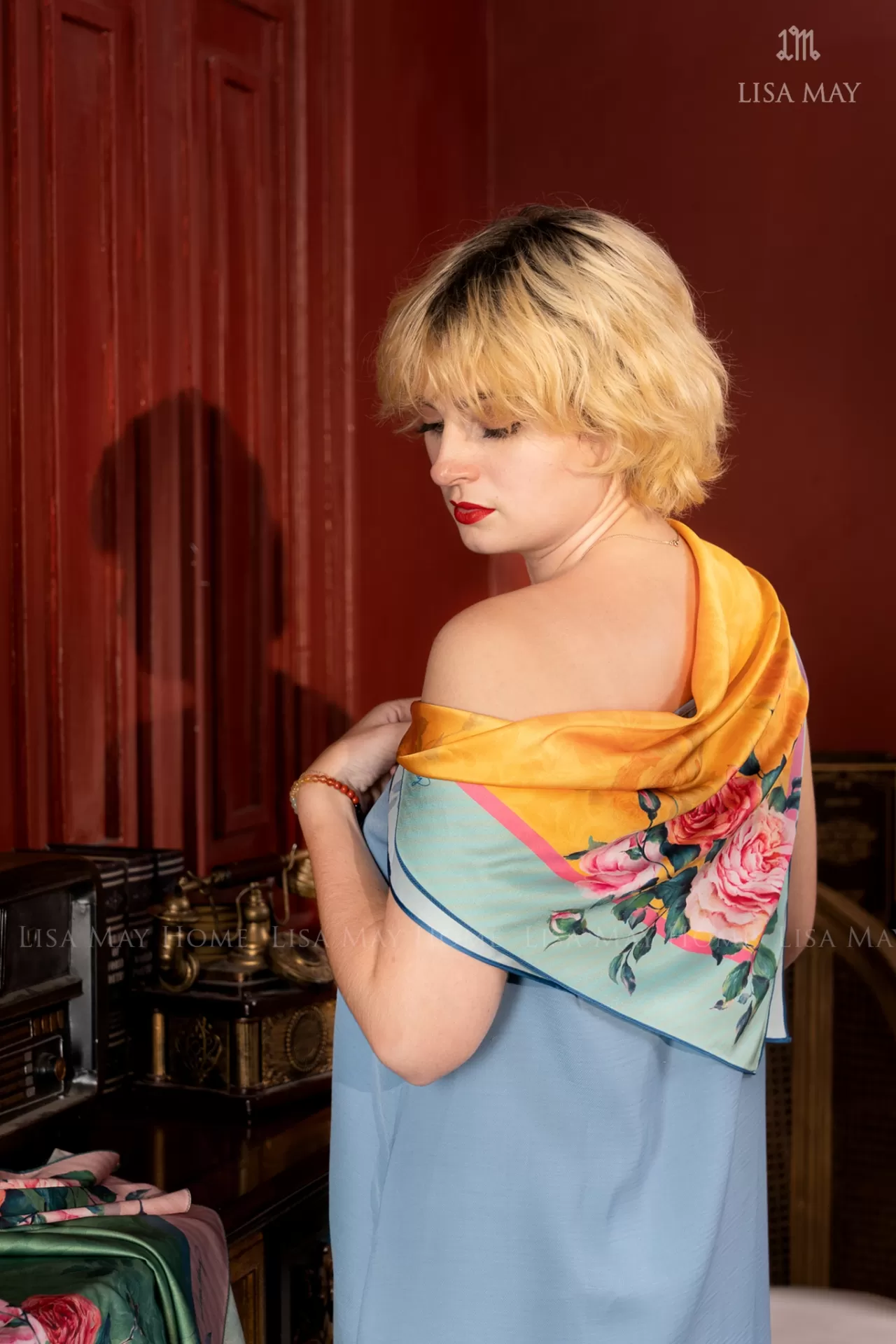 Roses Dreams, khăn, hoa hồng, khăn lụa, khăn lụa hoa hồng