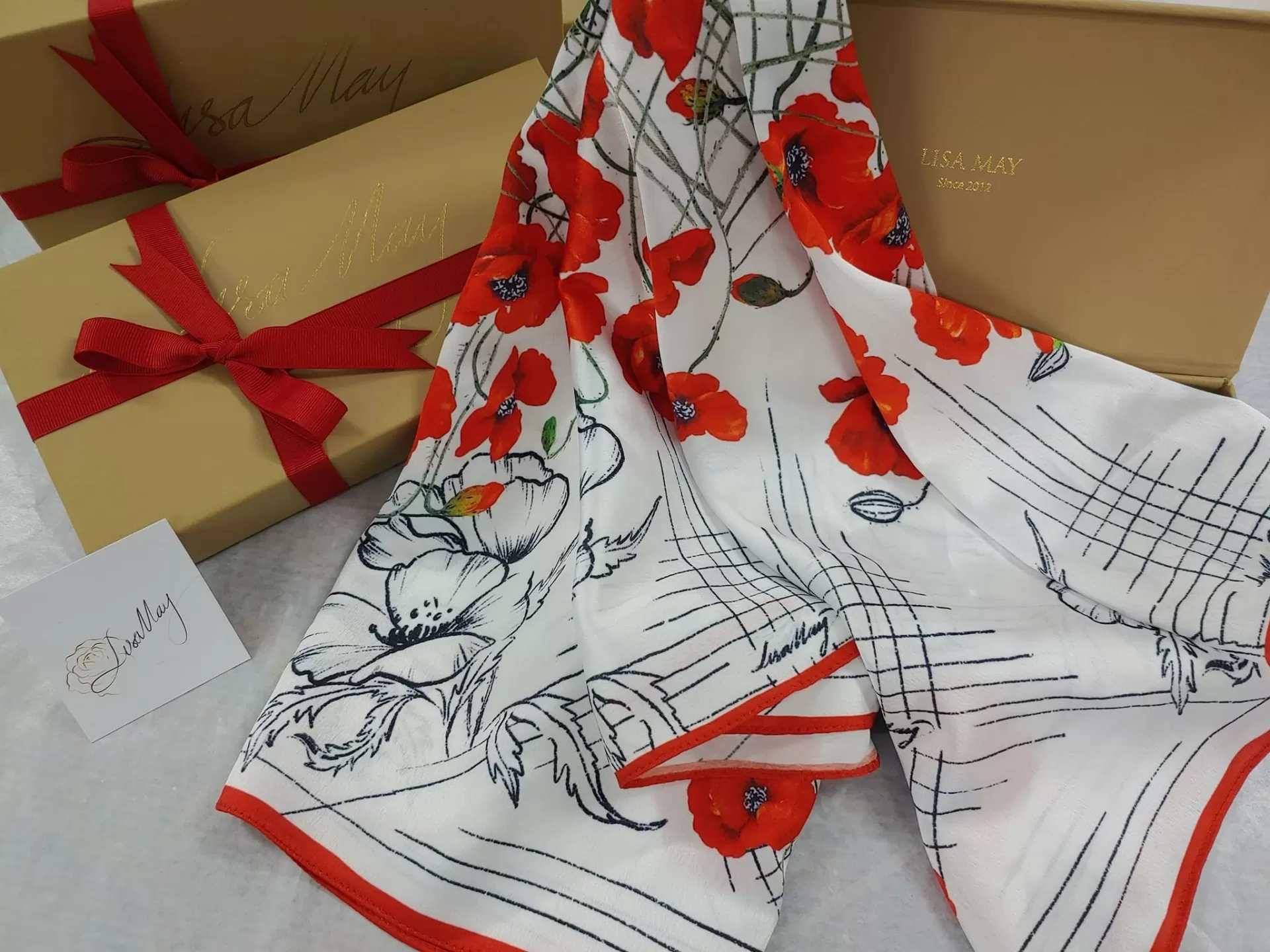 Fall in Love, khăn, hoa poppy, khăn lụa, khăn lụa hoa poppy