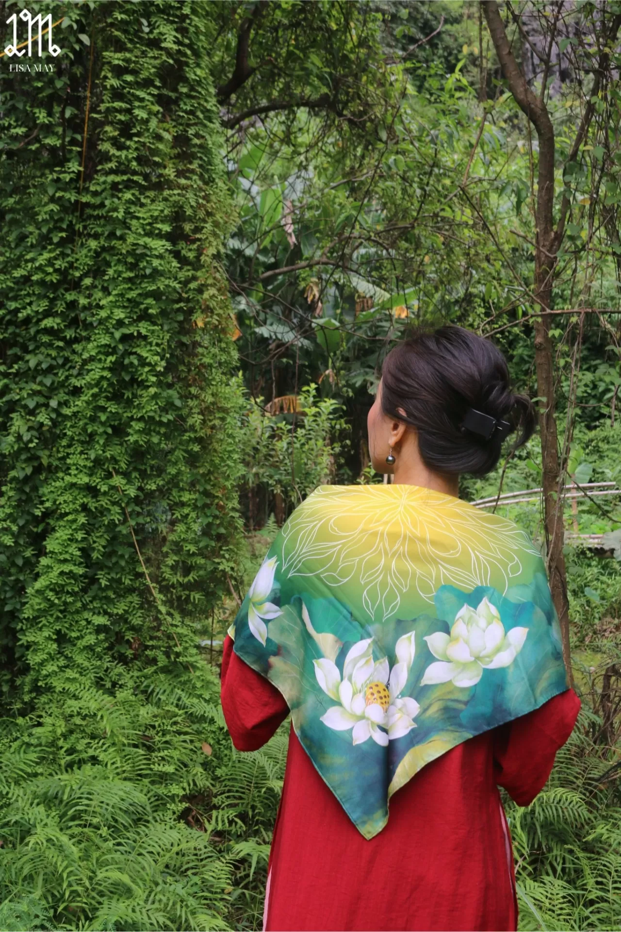 Pure Lotus, khăn, hoa sen, khăn lụa, khăn lụa hoa sen