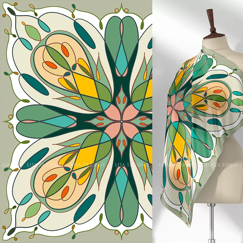 botanicky, khăn, họa tiết, khăn lụa