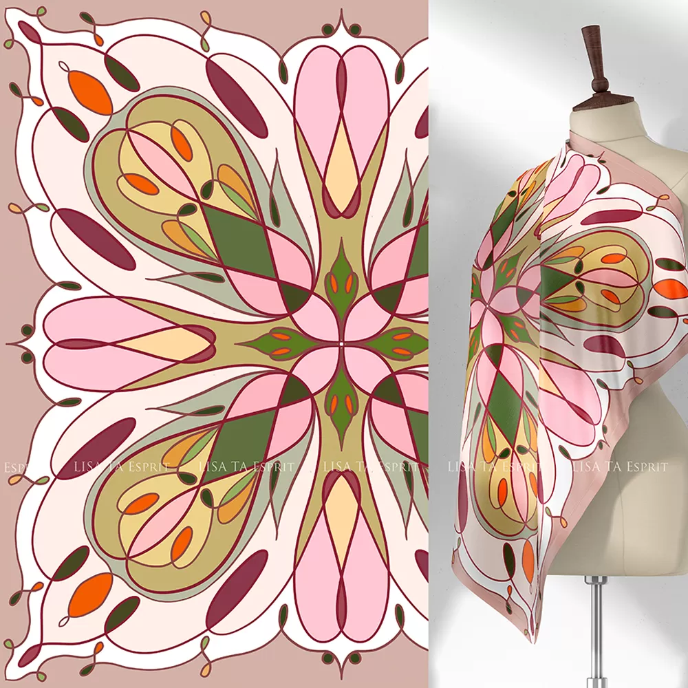 botanicky, khăn, họa tiết, khăn lụa