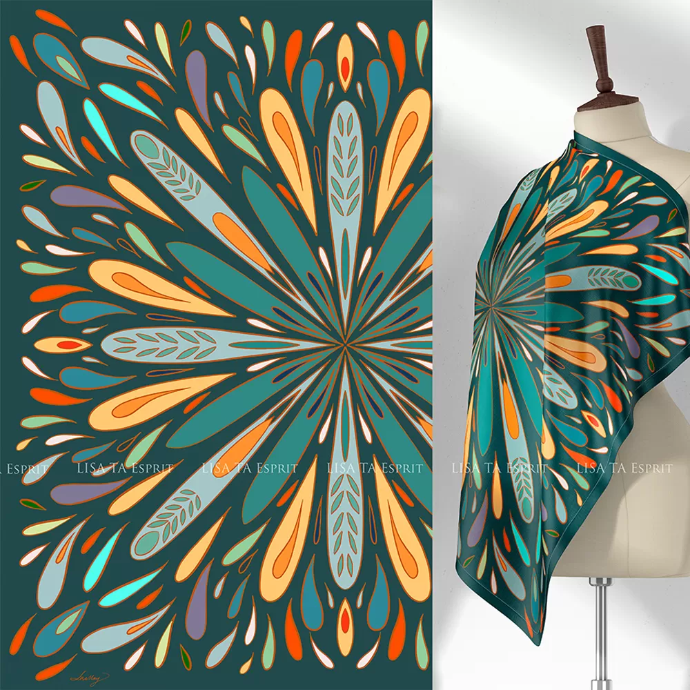 botanicky, khăn, họa tiết, khăn lụa