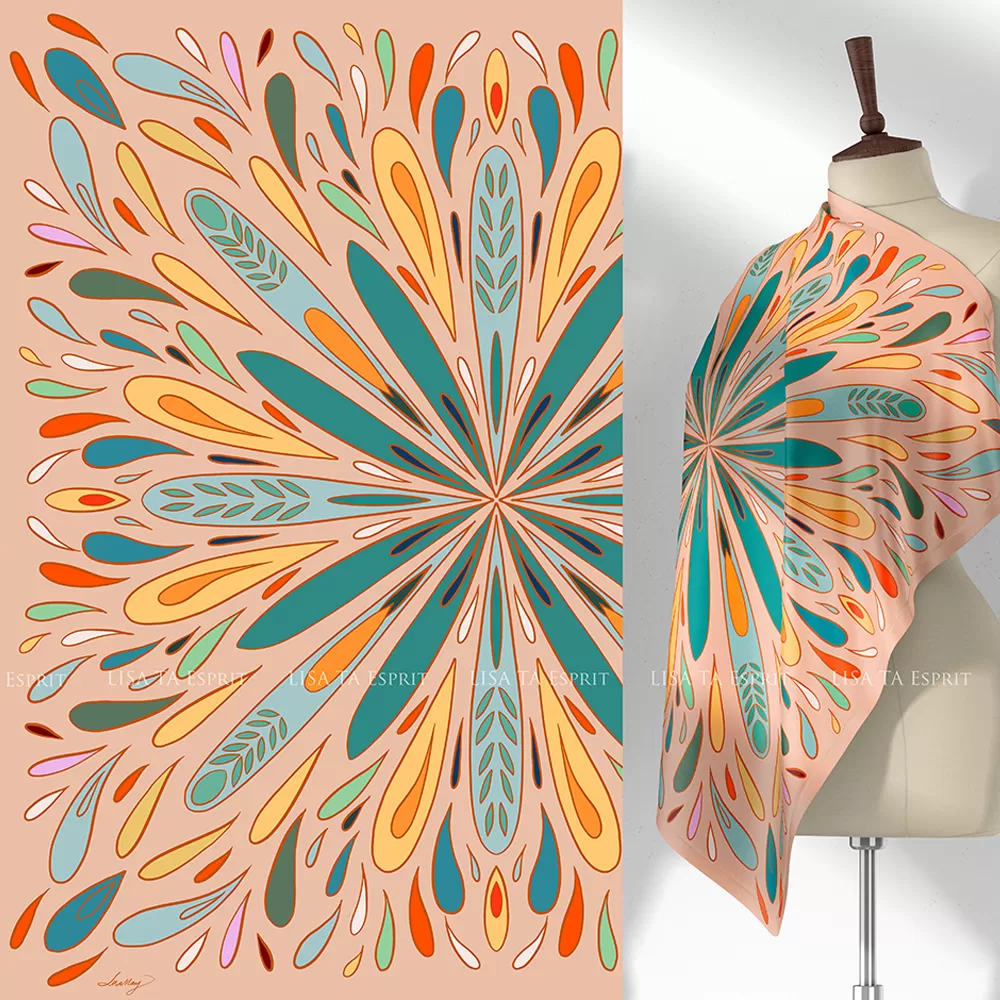 botanicky, khăn, họa tiết, khăn lụa