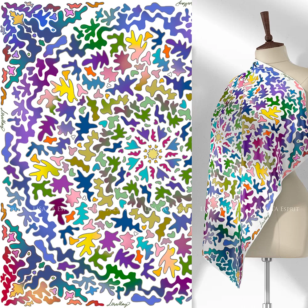 khăn lụa khăn họa tiết, Rainbow, khăn lụa họa tiết, khăn lụa rainbow