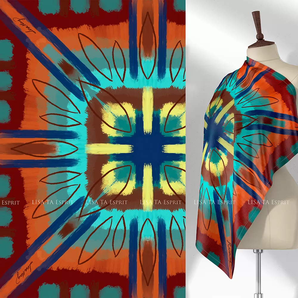 botanicky, khăn, họa tiết, khăn lụa