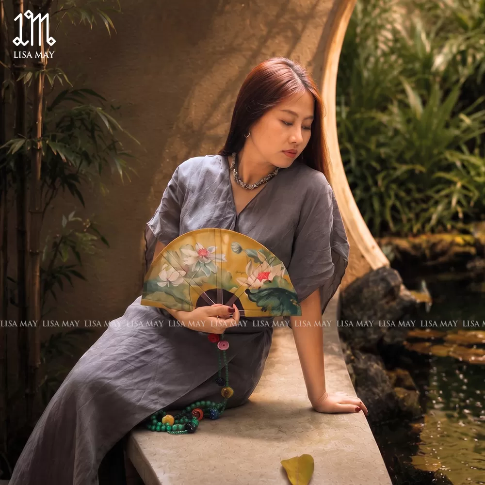 Quạt lụa Élan Hoa Sen