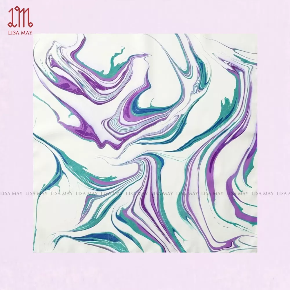 Khăn lụa thủy ấn: Floral Curves – Đường Cong Của Tự Nhiên (HKV-EB-5)
