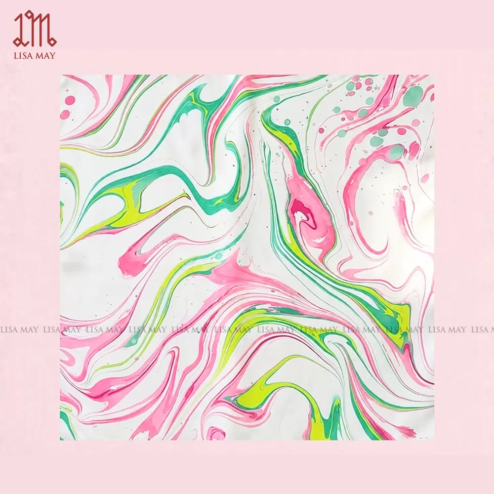 Khăn lụa thủy ấn: Quartz Flow – Dòng Chảy Của Thạch Anh (HKV-EB-4)