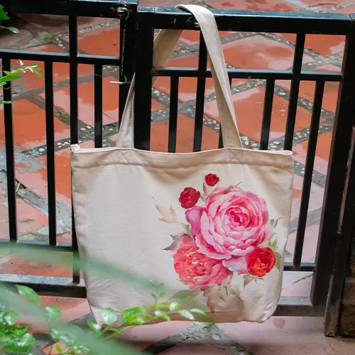 Túi vải hoa mẫu đơn