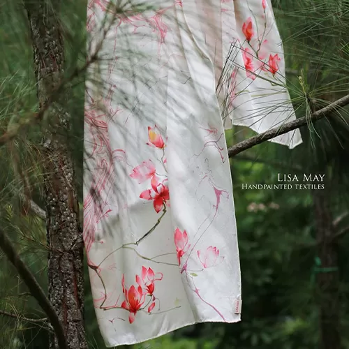 Khăn lụa hoa mộc lan