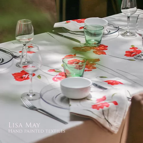 Đồ vải cho bàn ăn hoa poppy