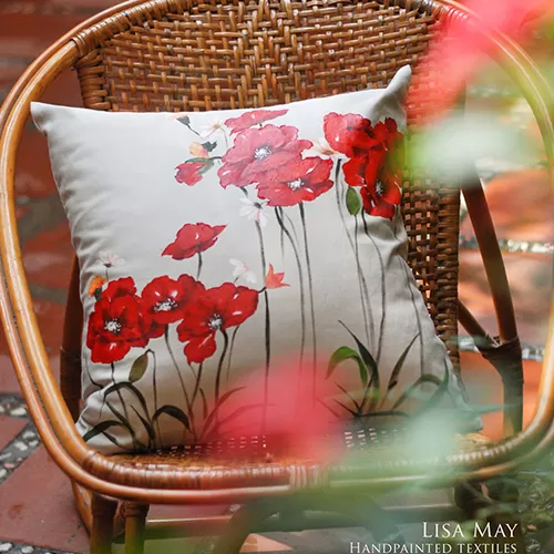 Gối tựa hoa poppy