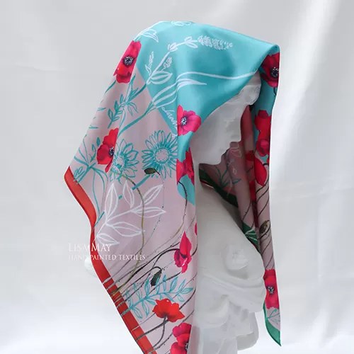 Khăn lụa hoa poppy