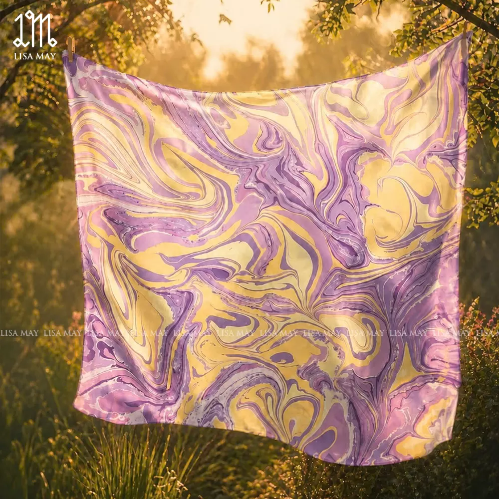 Khăn lụa thủy ấn: Lilac Whisper - Khởi Sinh (HKV-EB-1)