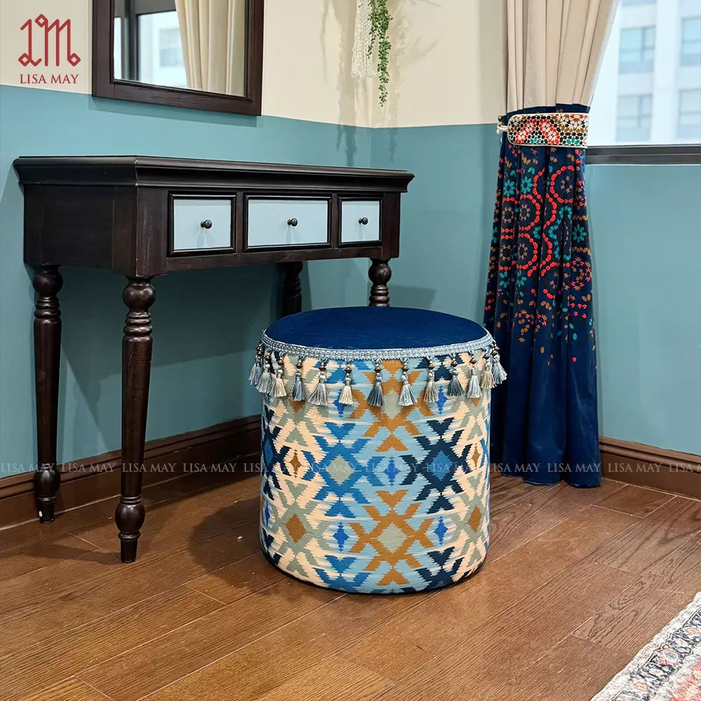 Đôn ghế bọc vải phong cách Boho (DGO-B01)