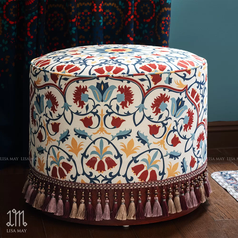 Đôn ghế bọc vải phong cách Boho (DGO-B02)