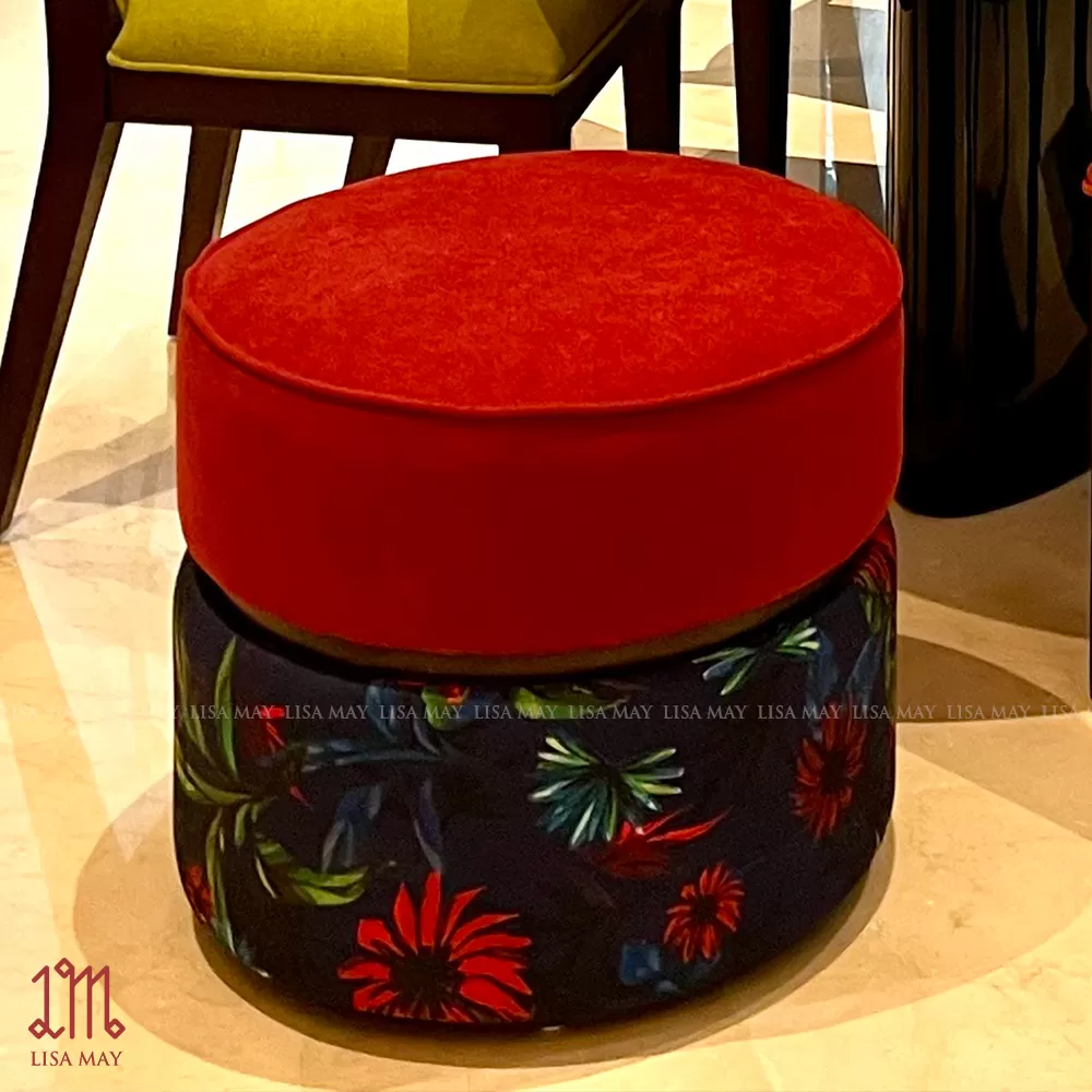 Đôn ghế bọc vải thiết kế họa tiết 