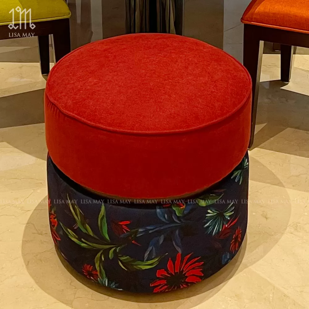 Đôn ghế bọc vải thiết kế họa tiết 