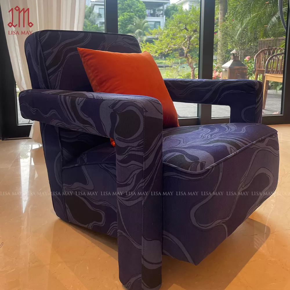 Ghế sofa đơn bọc vải thiết kế họa tiết