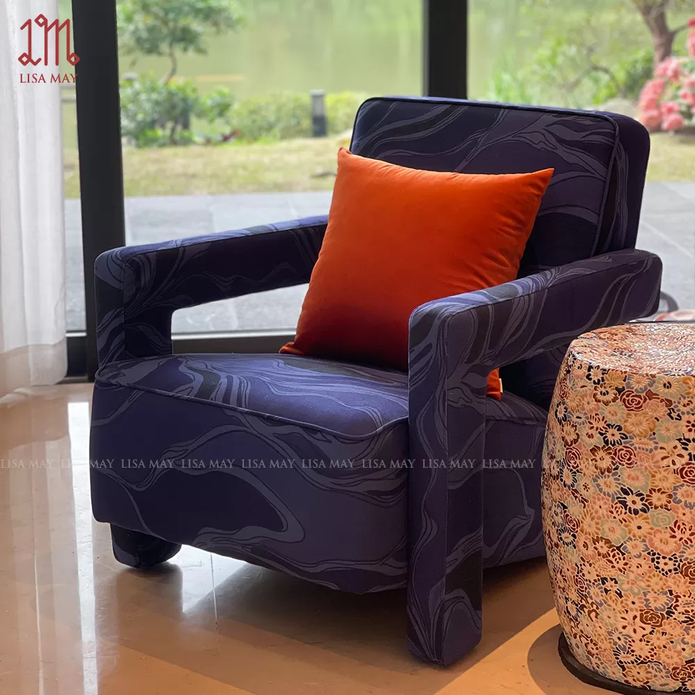 Ghế sofa đơn bọc vải thiết kế họa tiết