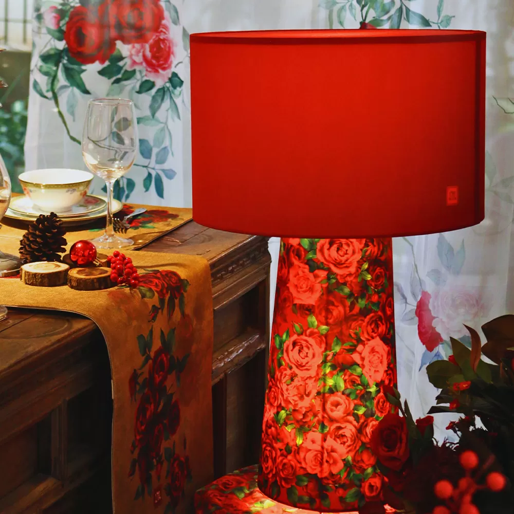 Đèn vải hoa hồng (DDN-HH02)