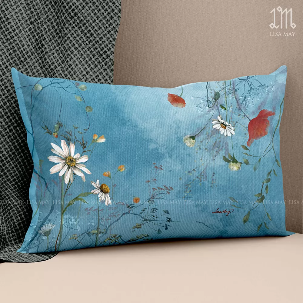 Gối chữ nhật thiết kế họa tiết hoa đồng nội (DG-DN01b)