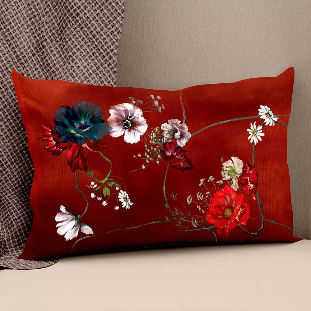 Gối chữ nhật thiết kế họa tiết hoa đồng nội (DG-DNa35x55)