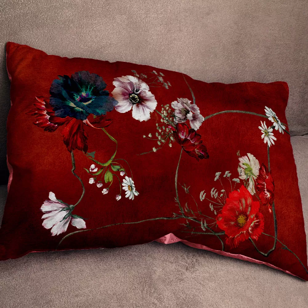 Gối chữ nhật thiết kế họa tiết hoa đồng nội (DG-DNa35x55)