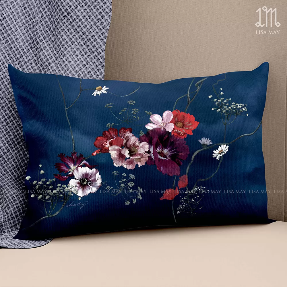 Gối chữ nhật thiết kế họa tiết hoa đồng nội (DG-DNb35x55)