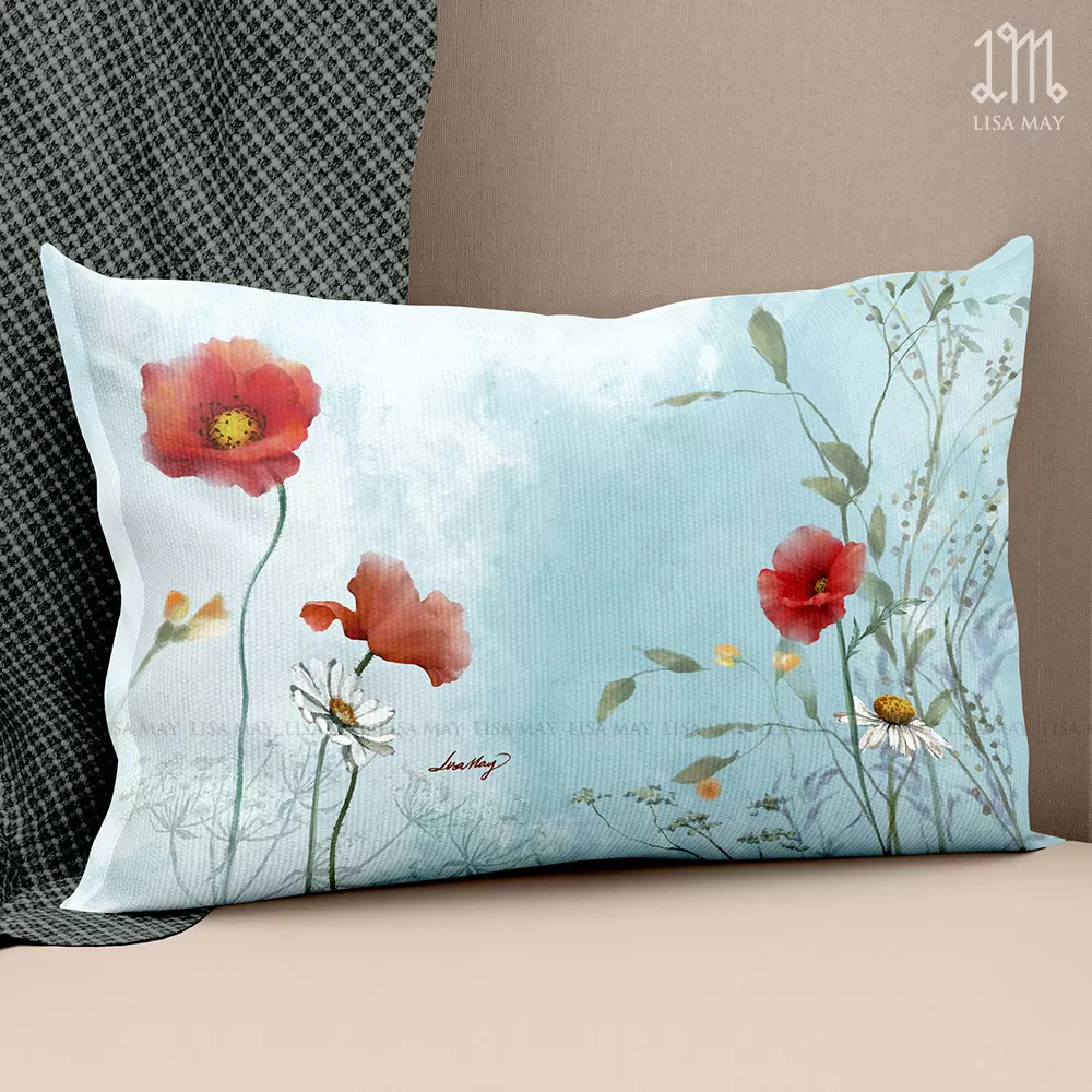 Gối chữ nhật thiết kế họa tiết hoa đồng nội (DG-DN01c)