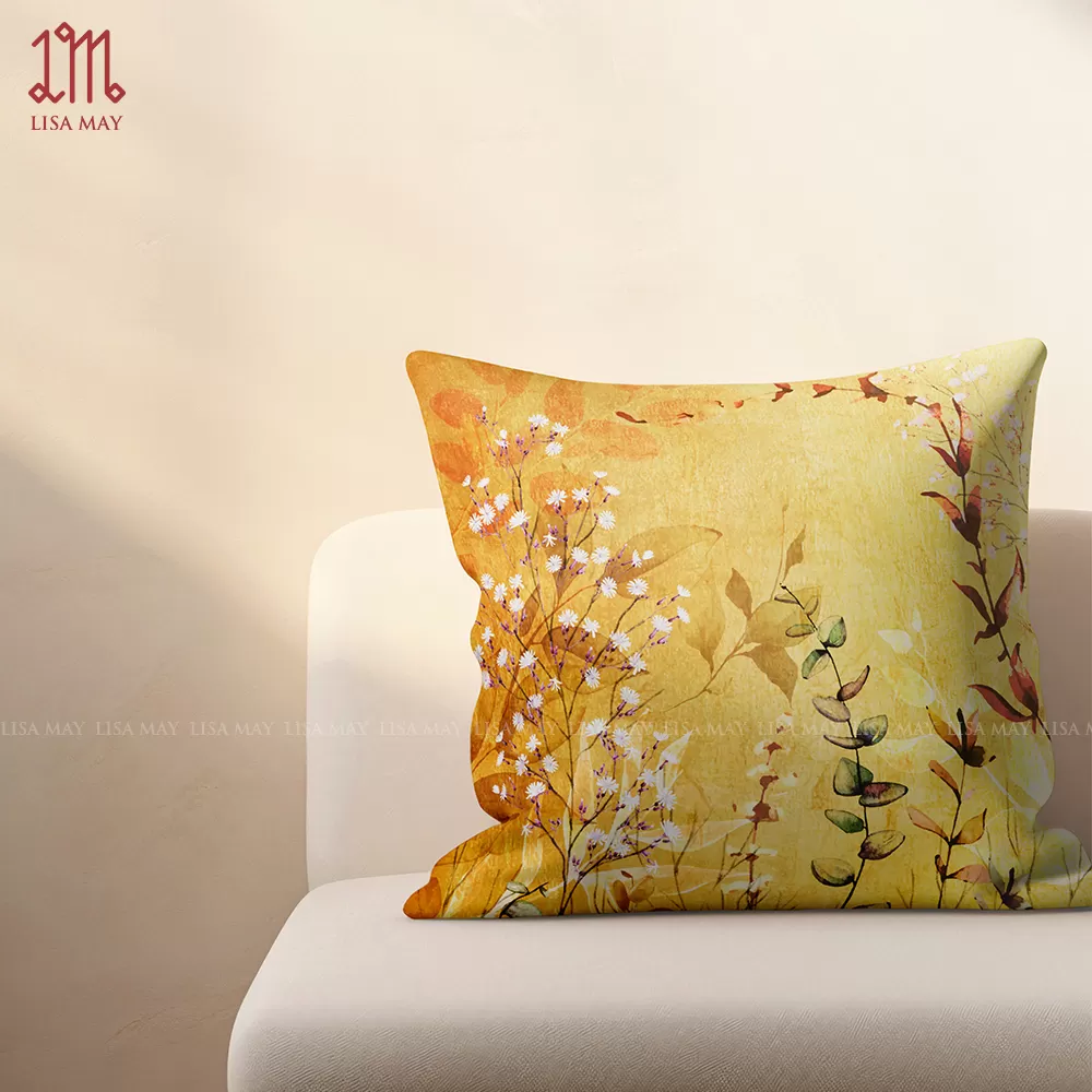 Gối vuông thiết kế họa tiết hoa đồng nội (DG-DN01a)