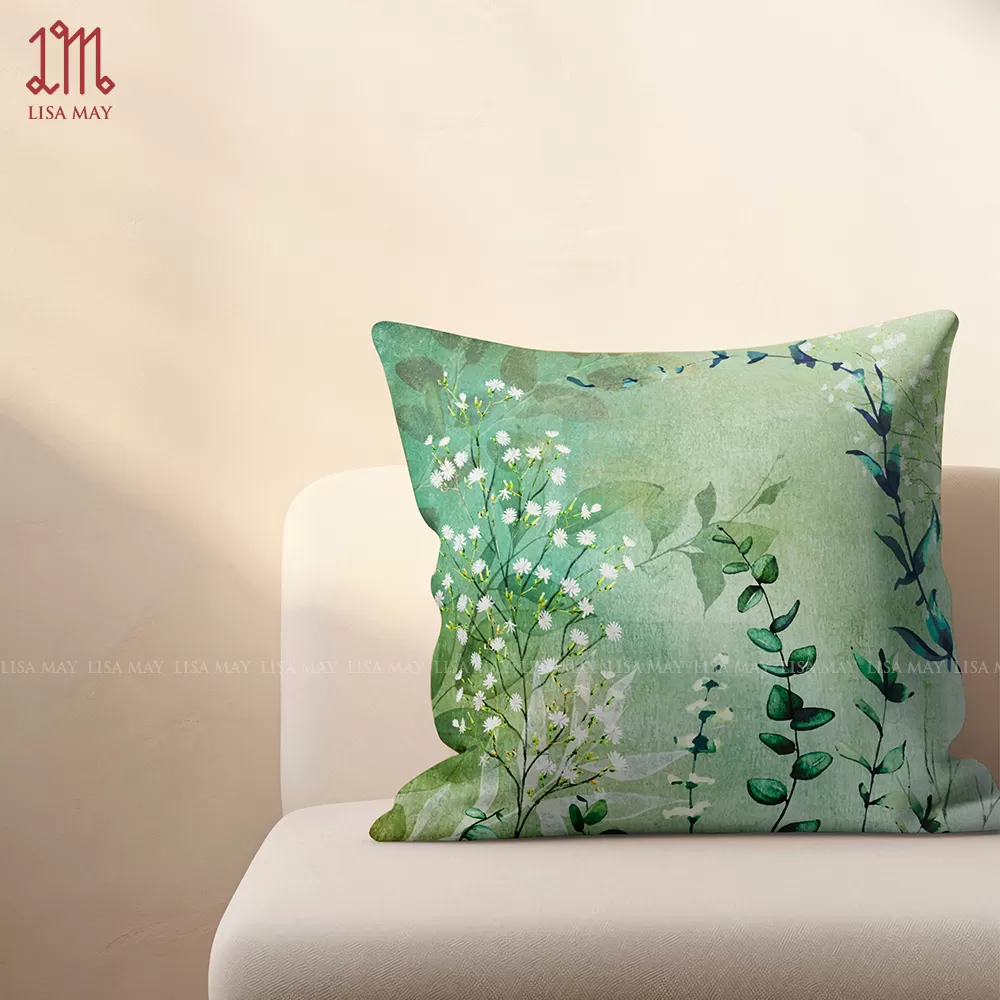 Gối vuông thiết kế họa tiết hoa đồng nội (DG-DN02a)