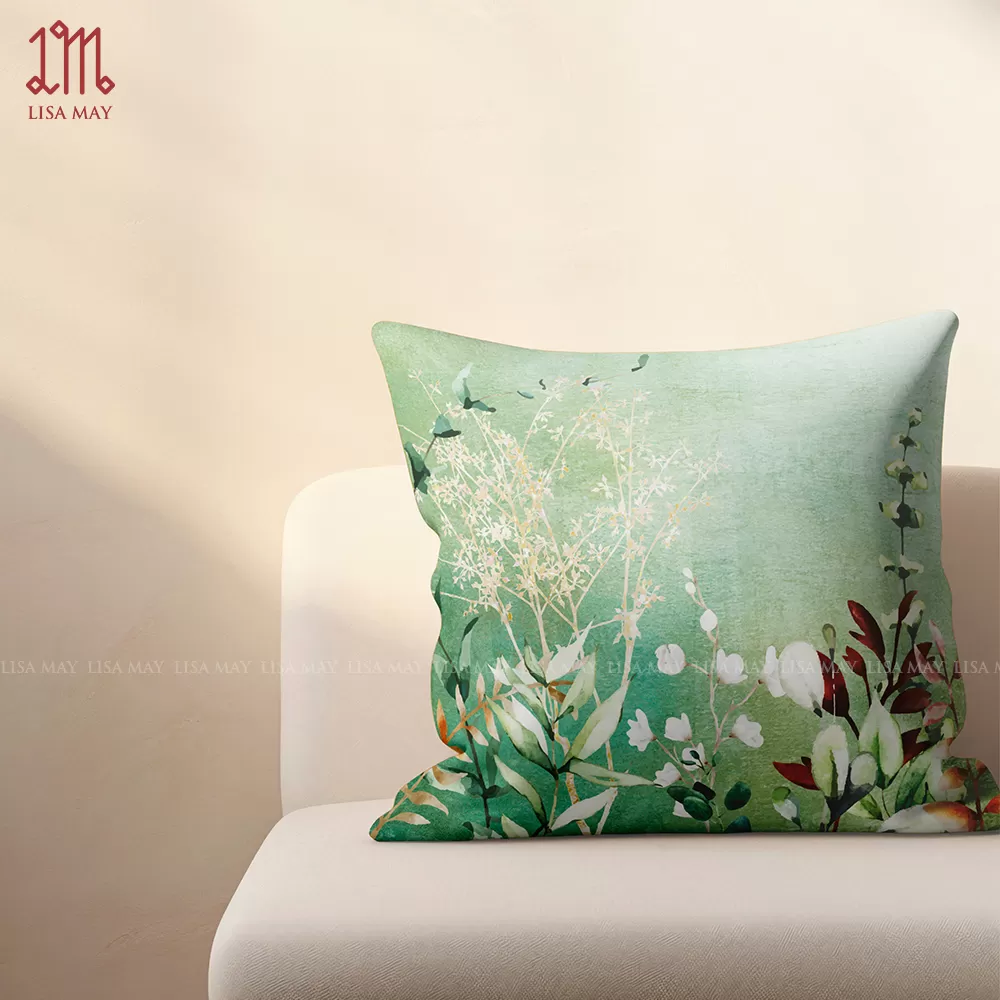 Gối vuông thiết kế họa tiết hoa đồng nội (DG-DN02c)