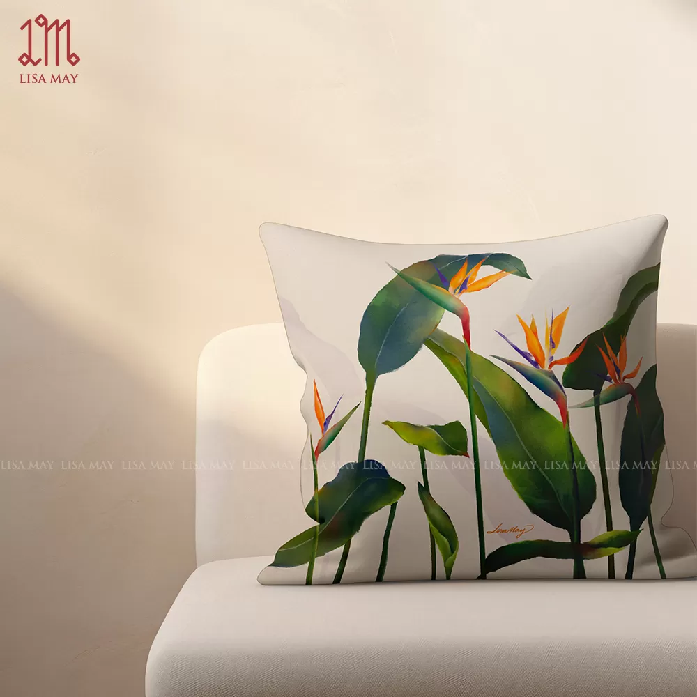 Gối vuông thiết kế họa tiết hoa thiên điểu (DG-TD5c)