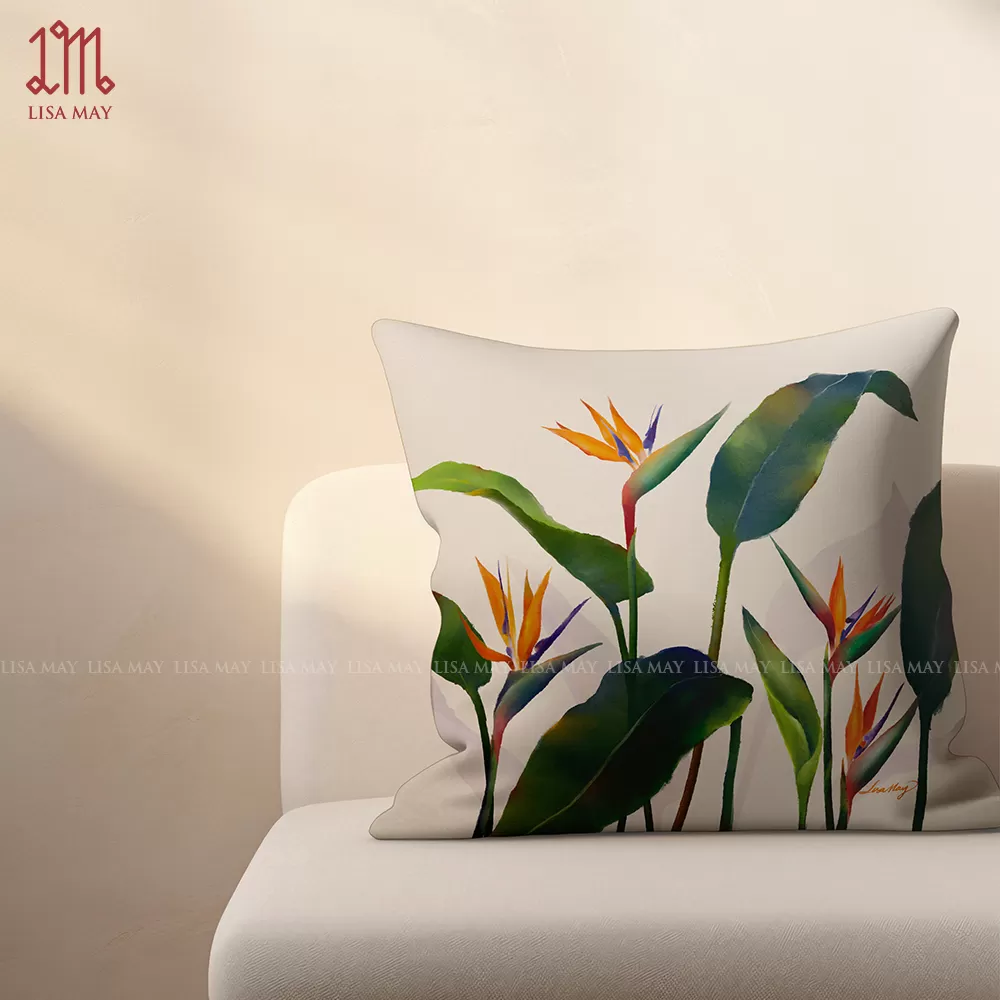 Gối vuông thiết kế họa tiết hoa thiên điểu (DG-TD5d)