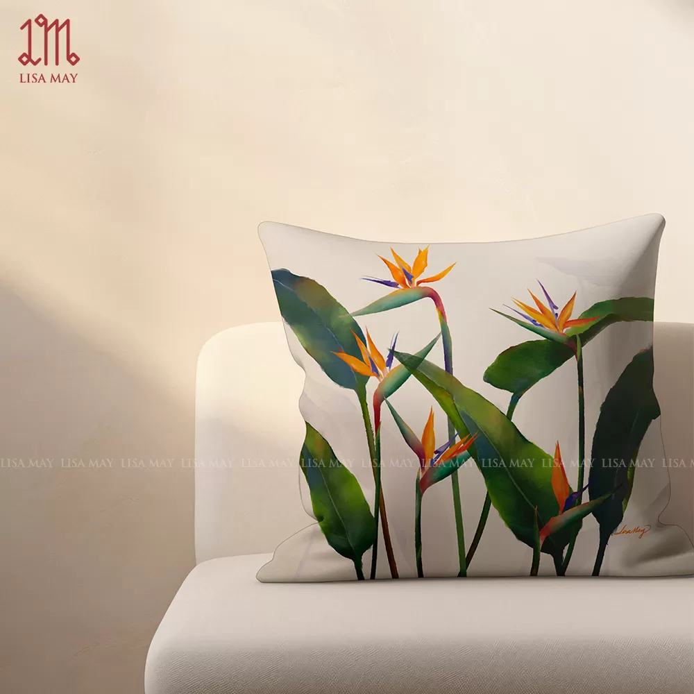 Gối vuông thiết kế họa tiết hoa thiên điểu (DG-TD5f)