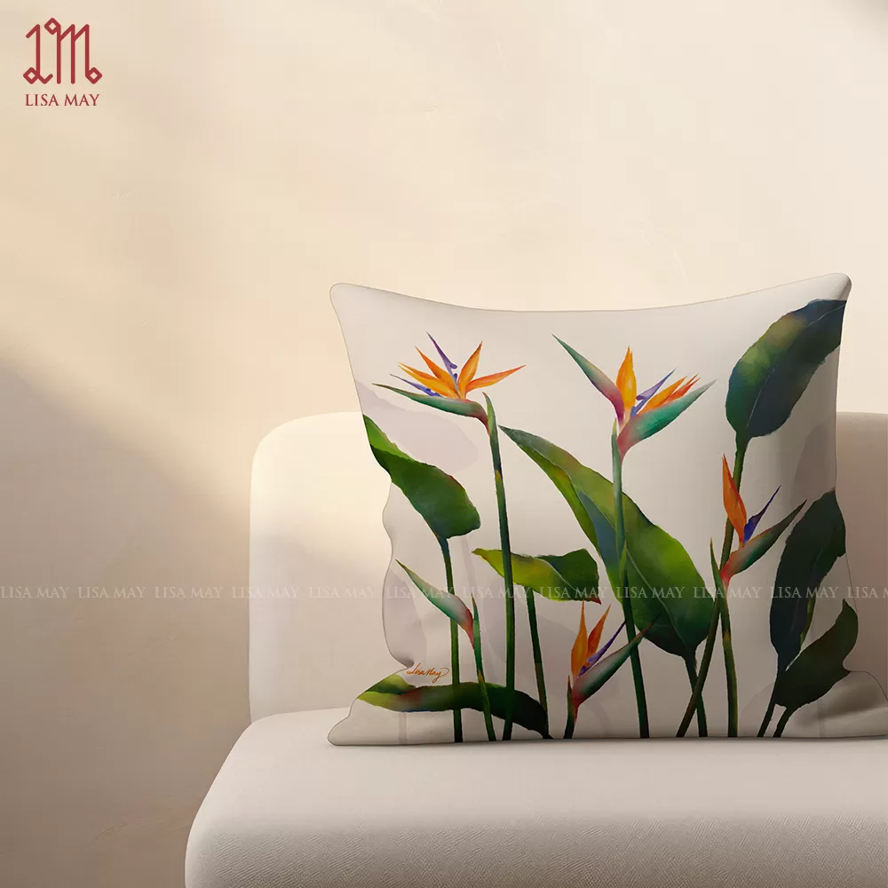 Gối vuông thiết kế họa tiết hoa thiên điểu (DG-TD5g)