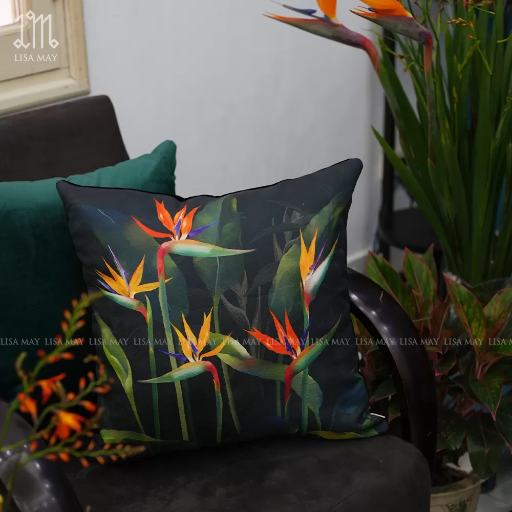 Gối vuông thiết kế họa tiết hoa thiên điểu (DG-TD03d)