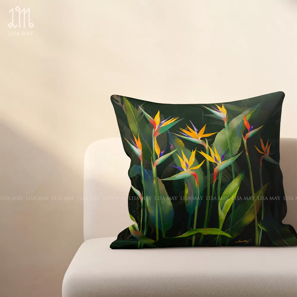 Gối vuông thiết kế họa tiết hoa thiên điểu (DG-TD03a)