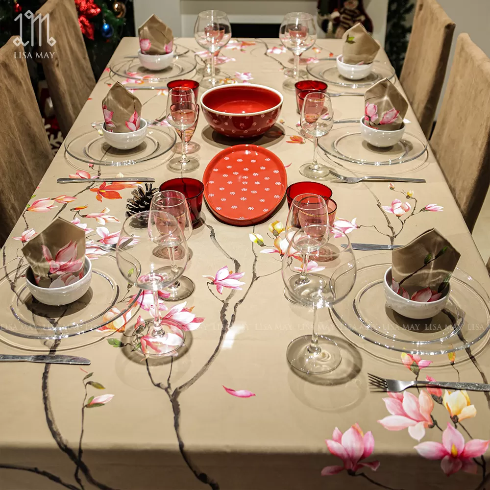 Khăn phủ bàn hoa mộc lan 