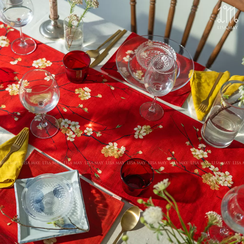 Runner thiết kế họa tiết hoa mai (DR-HDV)