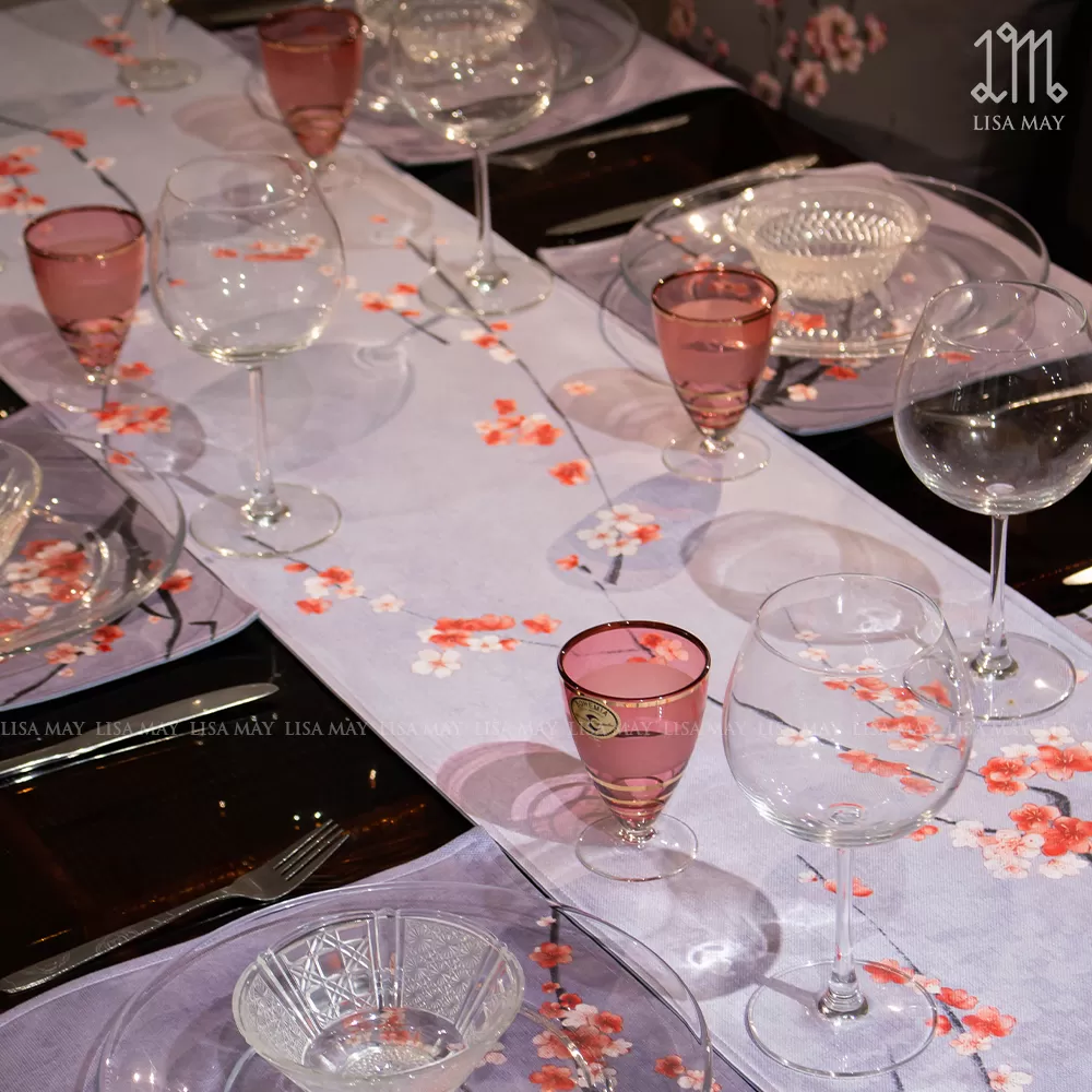 Runner thiết kế họa tiết hoa đào vàng (DR-HD002)