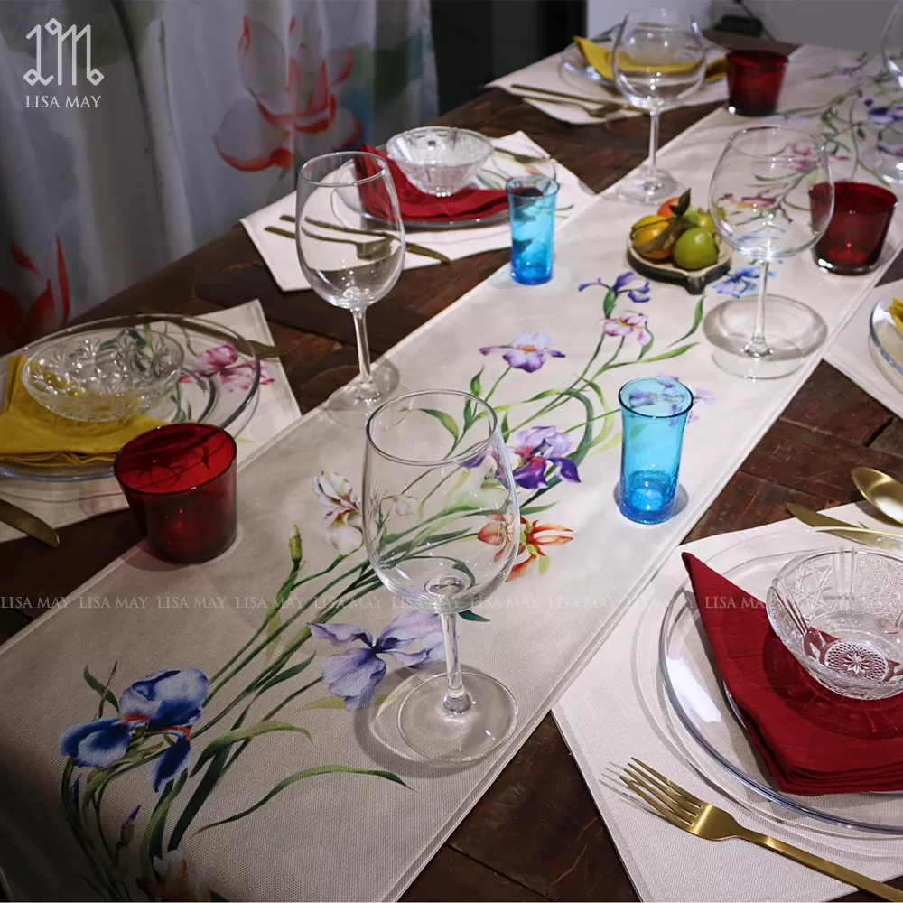 Runner thiết kế họa tiết hoa diên vĩ (DR-DV)