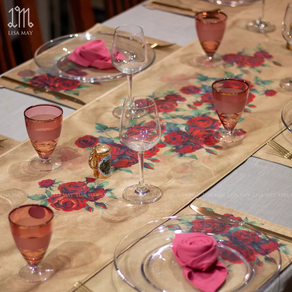 Runner thiết kế họa tiết hoa hồng đỏ (DR-HH006)